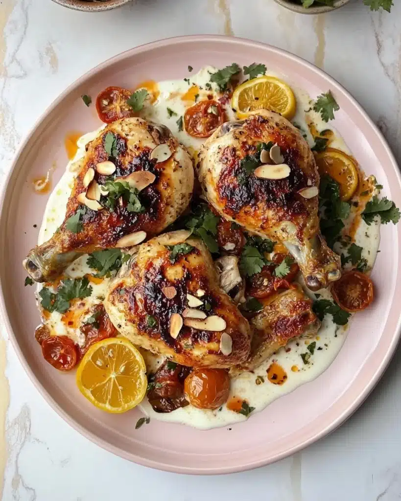Harissa Chicken with Labneh, Roasted Red Peppers and Red Onion Recipe