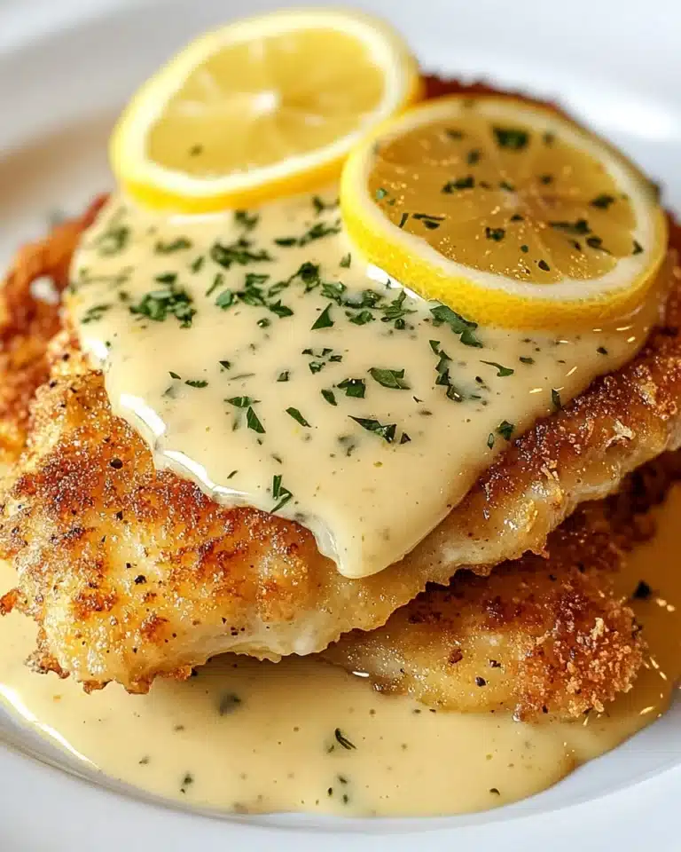 Lemon Pecorino Crusted Chicken with Creamy Lemon Sauce Recipe