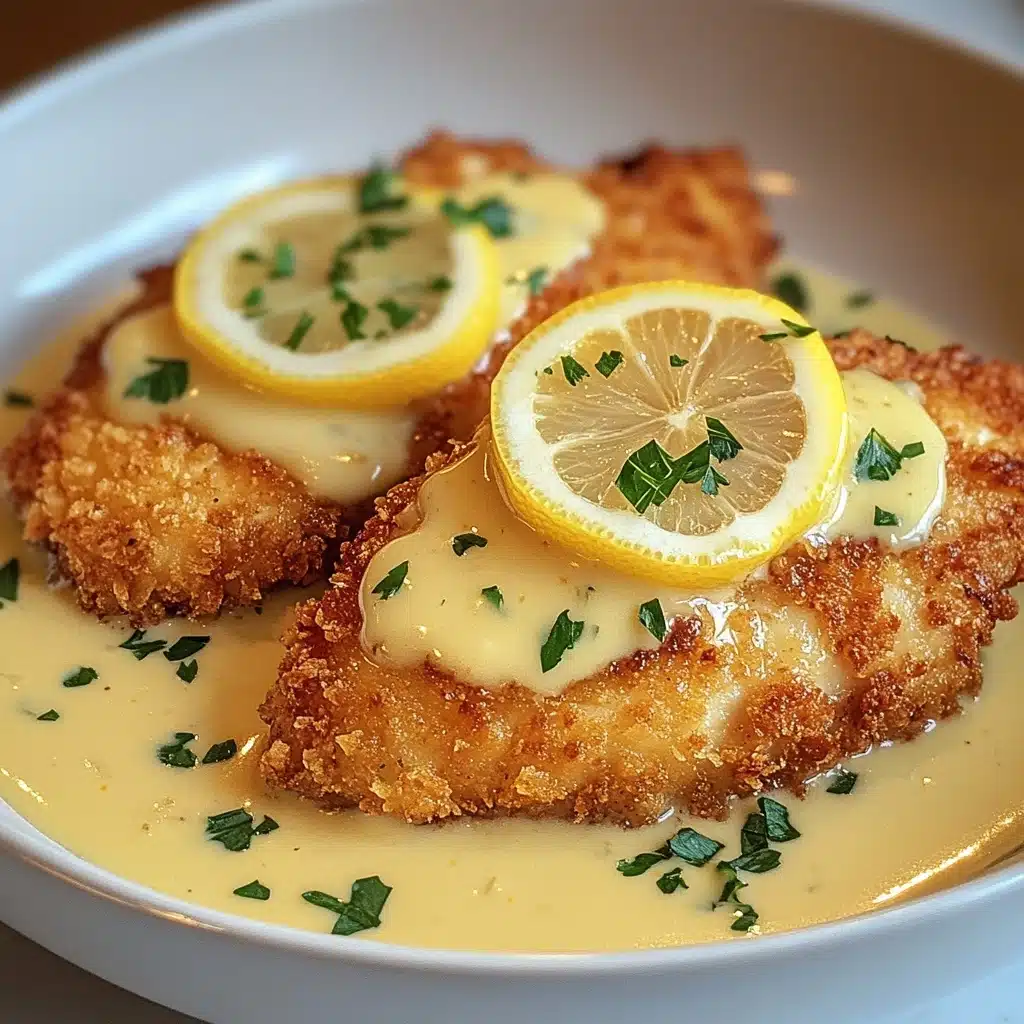 Lemon Pecorino Crusted Chicken with Creamy Lemon Sauce Recipe - Recipe Image
