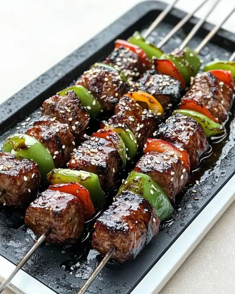 Honey Bourbon Steak Skewers Recipe