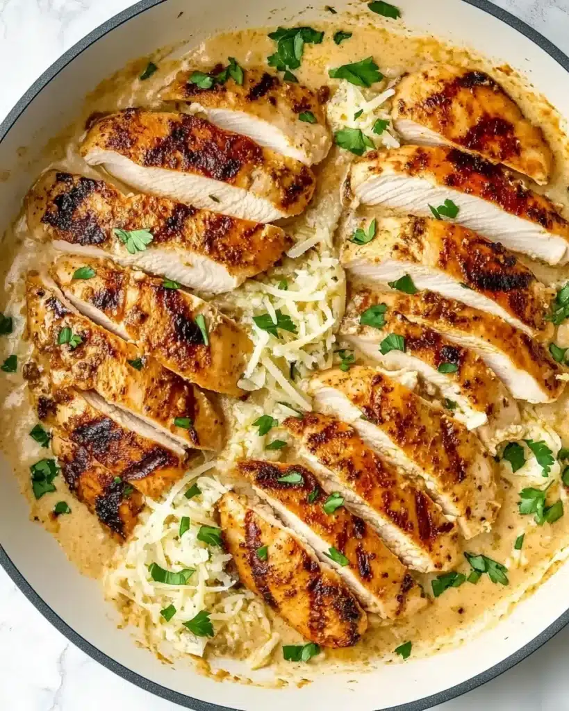 Creamy Parmesan Orzo with Chicken and Asparagus Recipe
