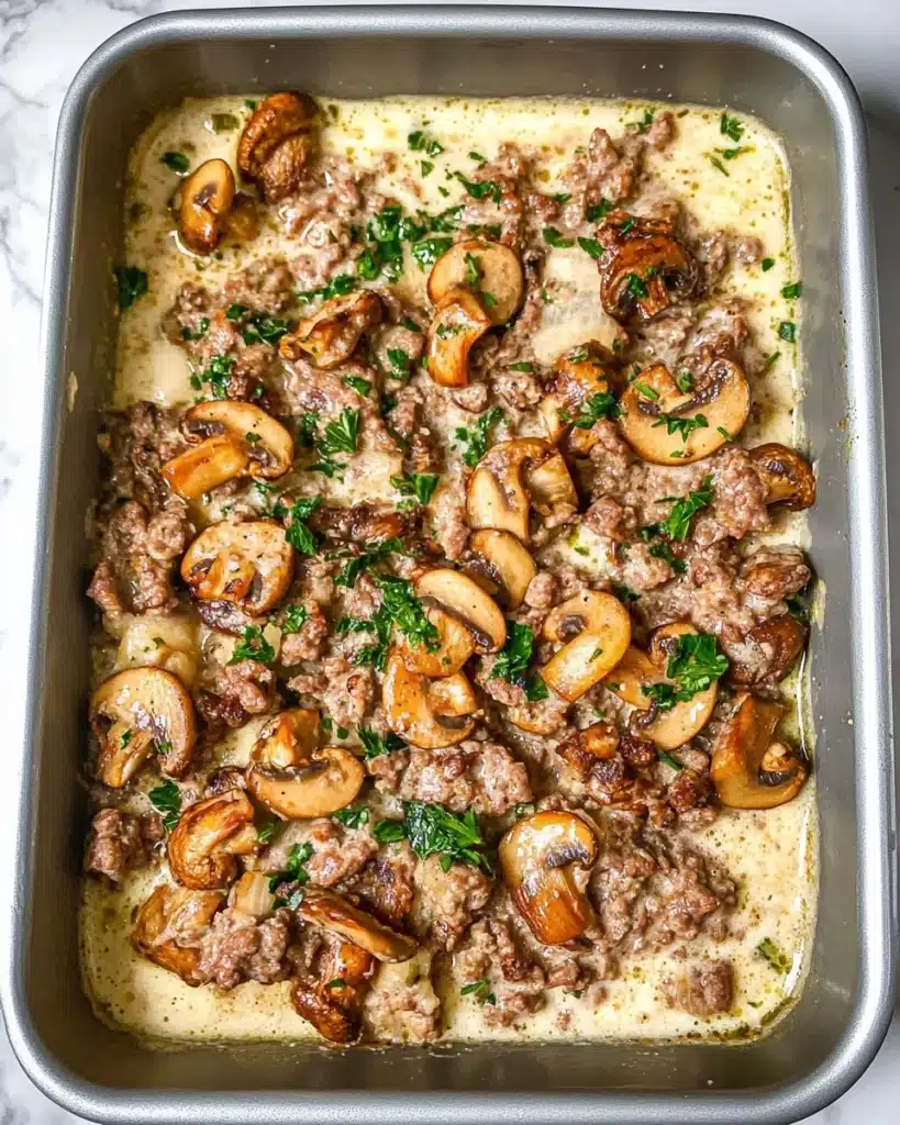 Hamburger Mushroom Bake Recipe