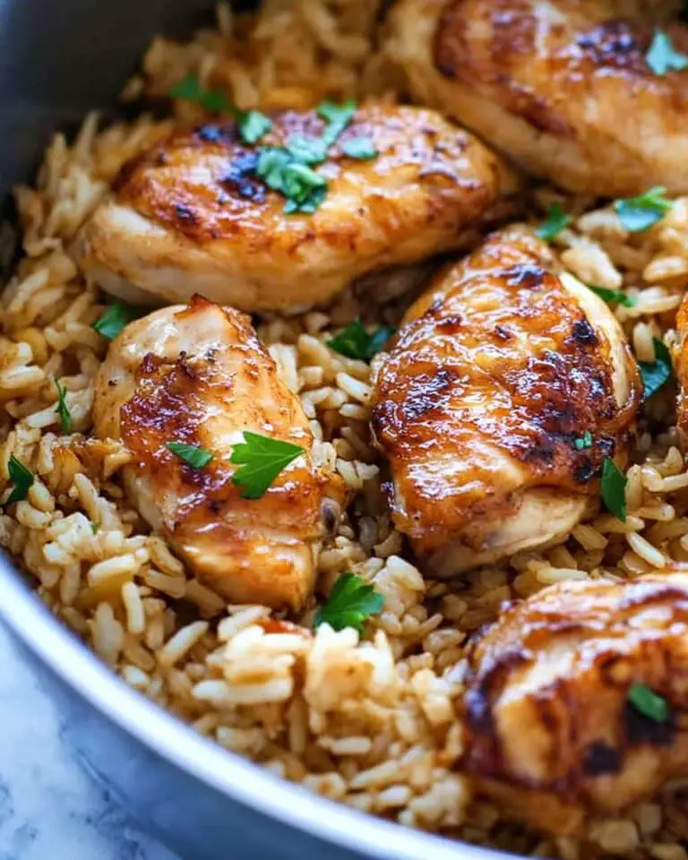 One-Pot French Onion Chicken and Rice Skillet Recipe