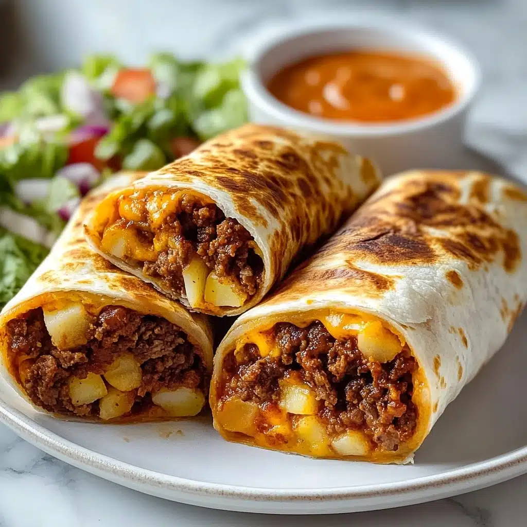 Cheesy Potato Burritos with Beef Recipe - Recipe Image