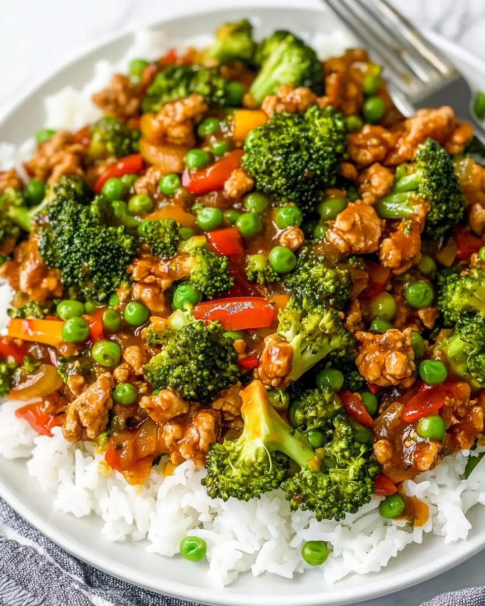 Teriyaki Ground Turkey, Broccoli and Peas Recipe