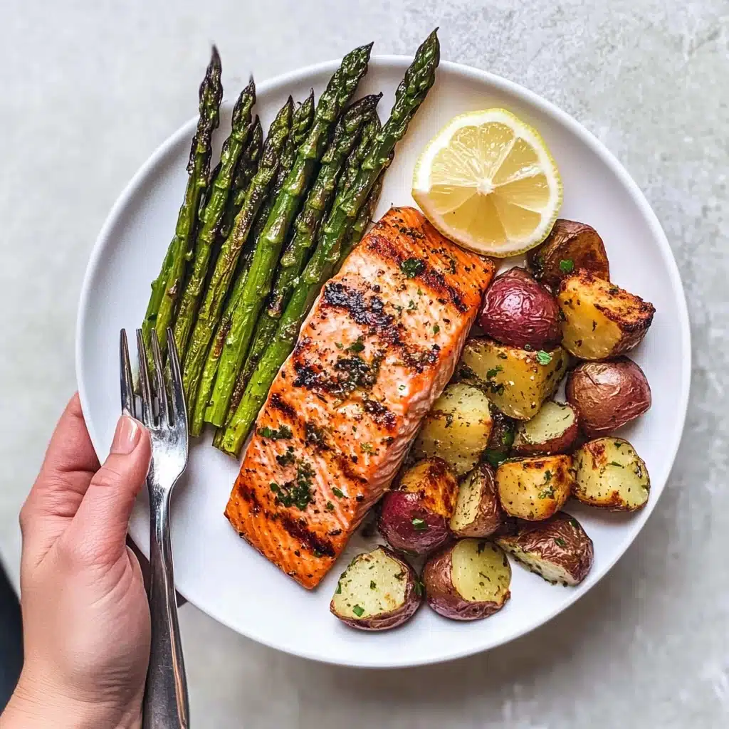 Sheet Pan Salmon and Asparagus with Potatoes Recipe - Recipe Image