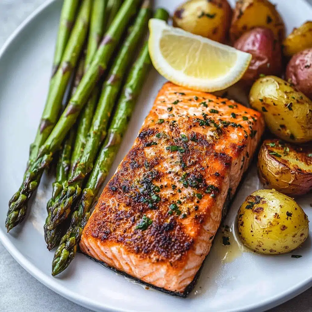 Sheet Pan Salmon and Asparagus with Potatoes Recipe - Recipe Image