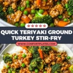 Teriyaki Ground Turkey, Broccoli and Peas Recipe