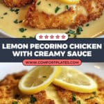 Lemon Pecorino Crusted Chicken with Creamy Lemon Sauce Recipe