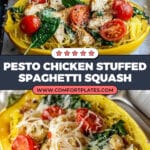Pesto Chicken Stuffed Spaghetti Squash in the Oven Recipe