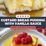 Custard Bread Pudding with Vanilla Sauce Recipe