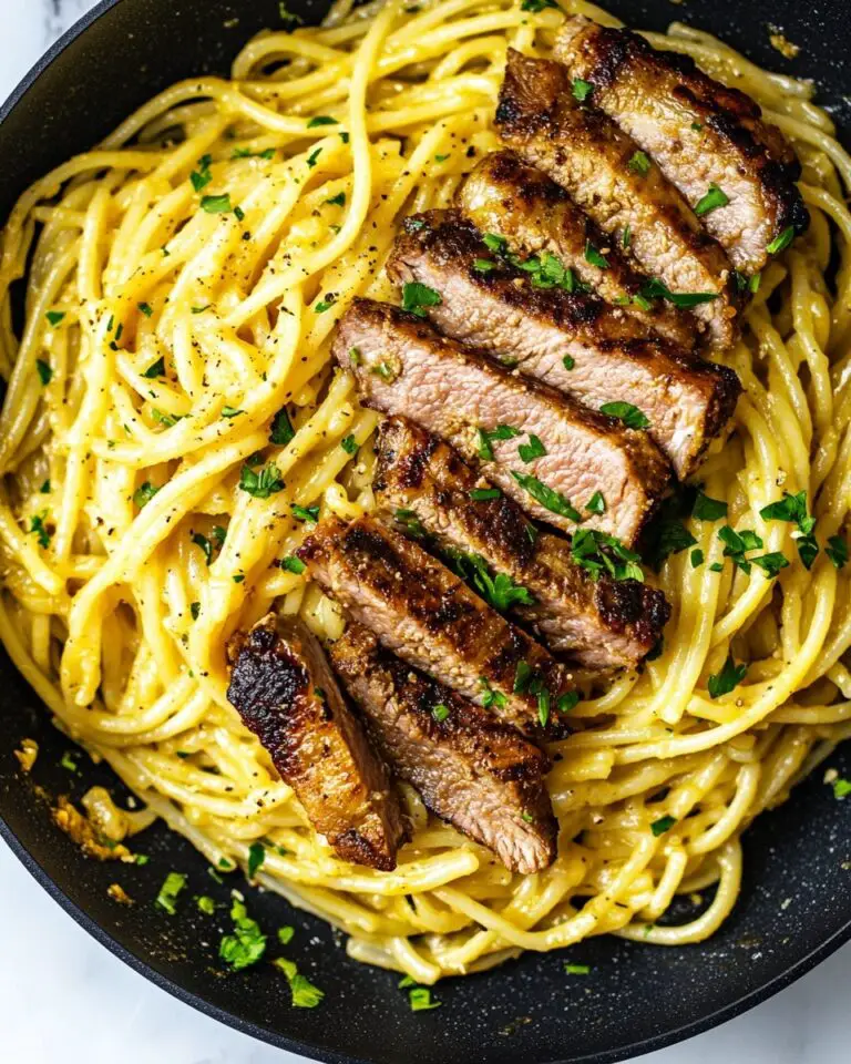 Steak and Pasta in Creamy Garlic Parmesan Sauce Recipe