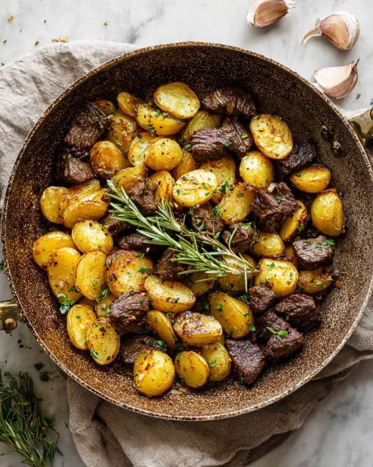 Garlic Steak Bites with Potatoes Recipe