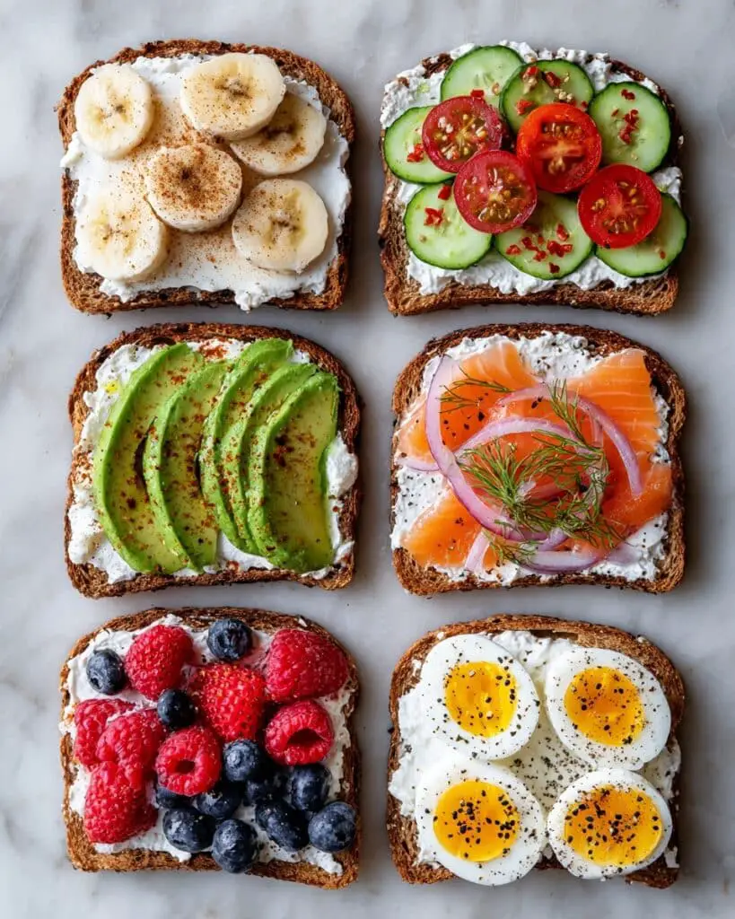 Cottage Cheese Breakfast Toast with Assorted Toppings Recipe