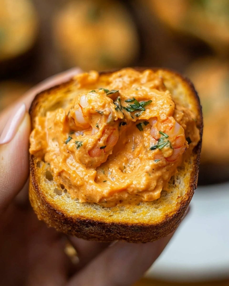 The image shows a rich, creamy orange sauce filled with many plump, cooked shrimp that have a slight reddish tint and visible seasoning. The sauce is thick and smooth, with green spinach leaves scattered throughout, adding contrast with their dark green color. Small bits of herbs and spices are visible within the sauce, creating texture. The dish looks warm and hearty, with shrimp and spinach evenly mixed in the single layer of the sauce. The photo is close-up, focusing on the creamy texture and details of the shrimp and greens, all set against a white marbled background. photo taken with an iphone --ar 4:5 --v 6.1