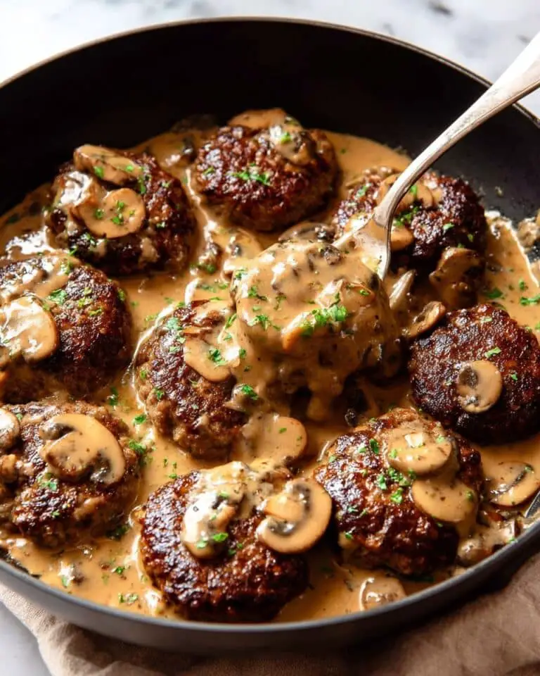 Smothered Rissoles with Mushroom Gravy Recipe