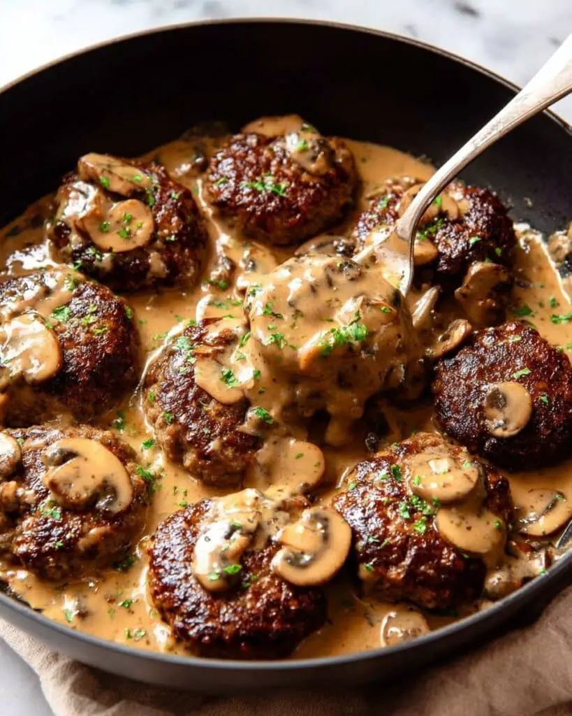 Smothered Rissoles with Mushroom Gravy Recipe