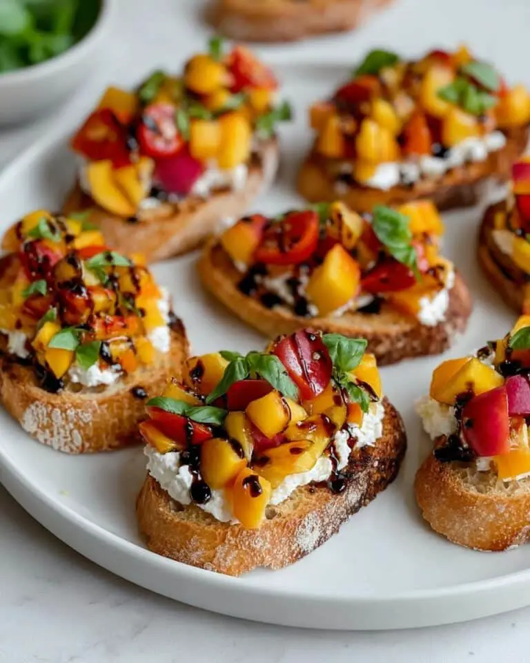 Quick Peach Bruschetta with Whipped Ricotta Recipe