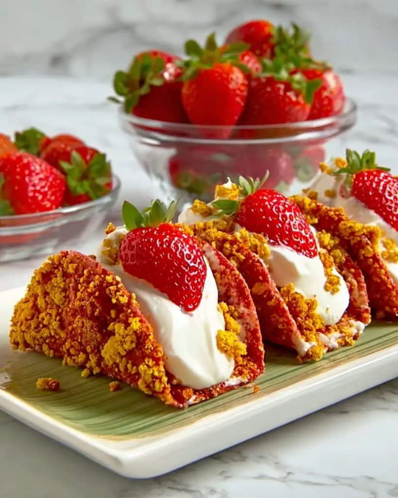 Summer Strawberry Crunch Cheesecake Tacos Recipe