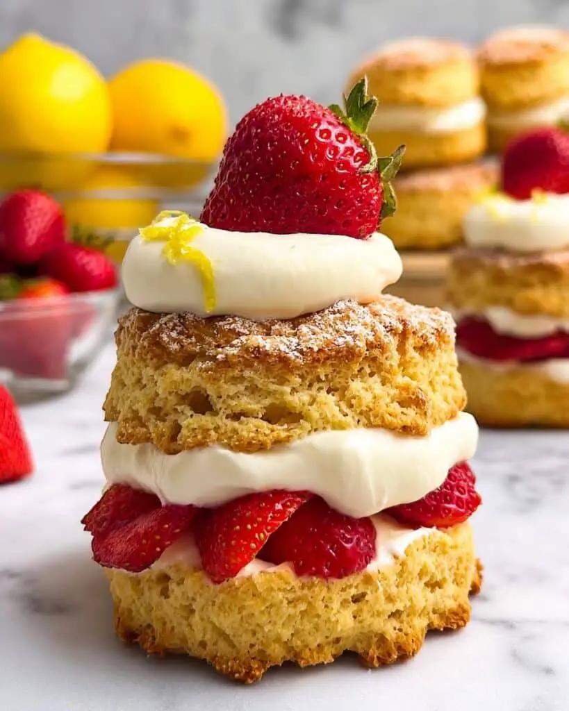 Strawberry Lemon Shortcake with Homemade Whipped Cream Recipe