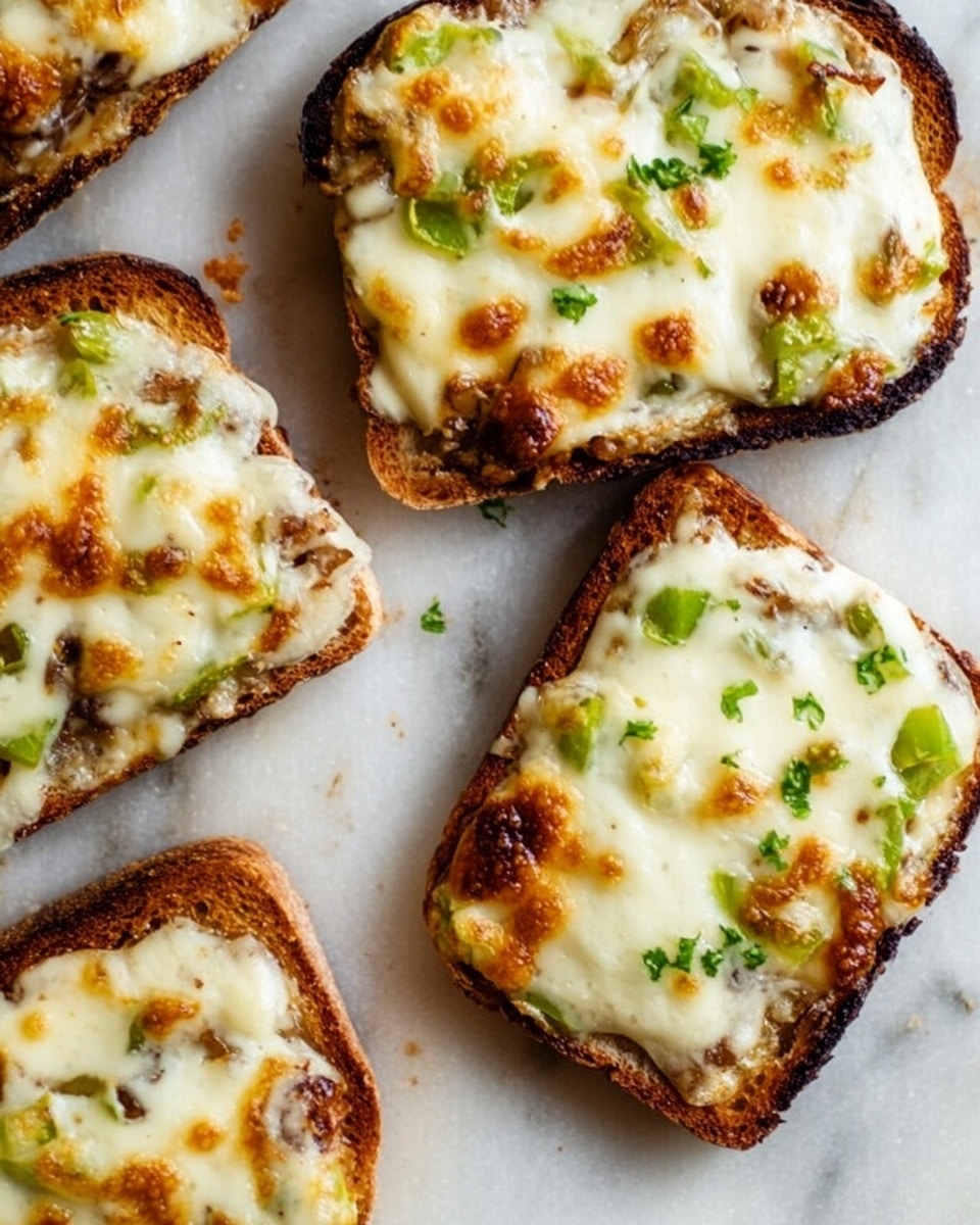 A single slice of toast on a white plate with a brown rim, the toast is topped with a layer of melted white cheese that has a slightly browned and bubbly texture. Below the cheese, there are visible pieces of green celery and darker bits that appear to be raisins or dried fruit. The plate sits on a white marbled surface with a striped cloth napkin near the bottom left and a few celery slices scattered near the top left. The lighting is bright and natural, highlighting the textures of the melted cheese and the toast photo taken with an iphone --ar 4:5 --v 7
