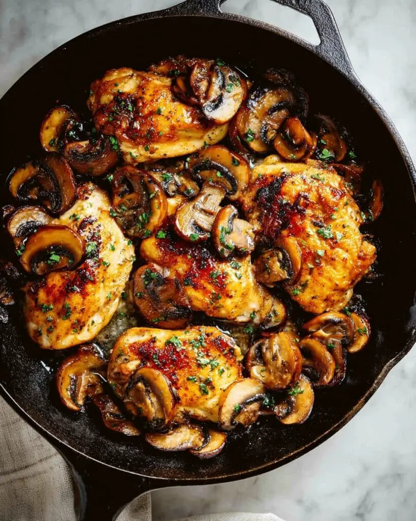Easy Chicken and Mushroom Skillet with Garlic and Herbs Recipe