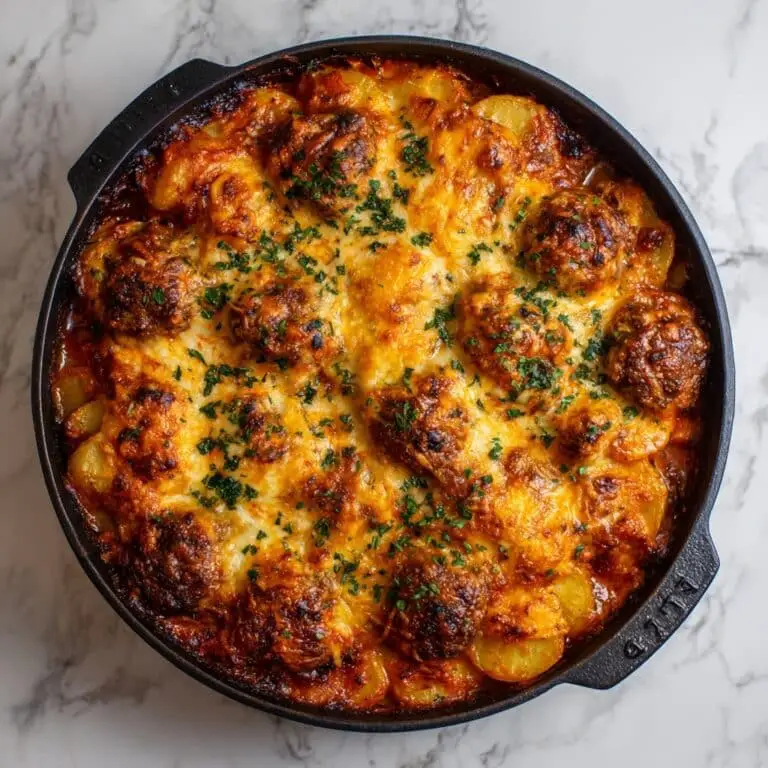 Meatballs and Potatoes with Tomato and Cream Sauce Recipe