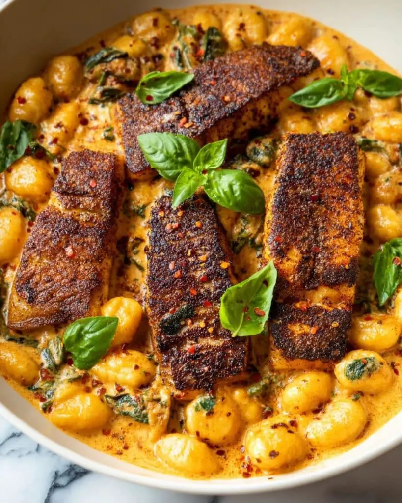 Salmon and Gnocchi in Creamy Sun-Dried Tomato Sauce Recipe