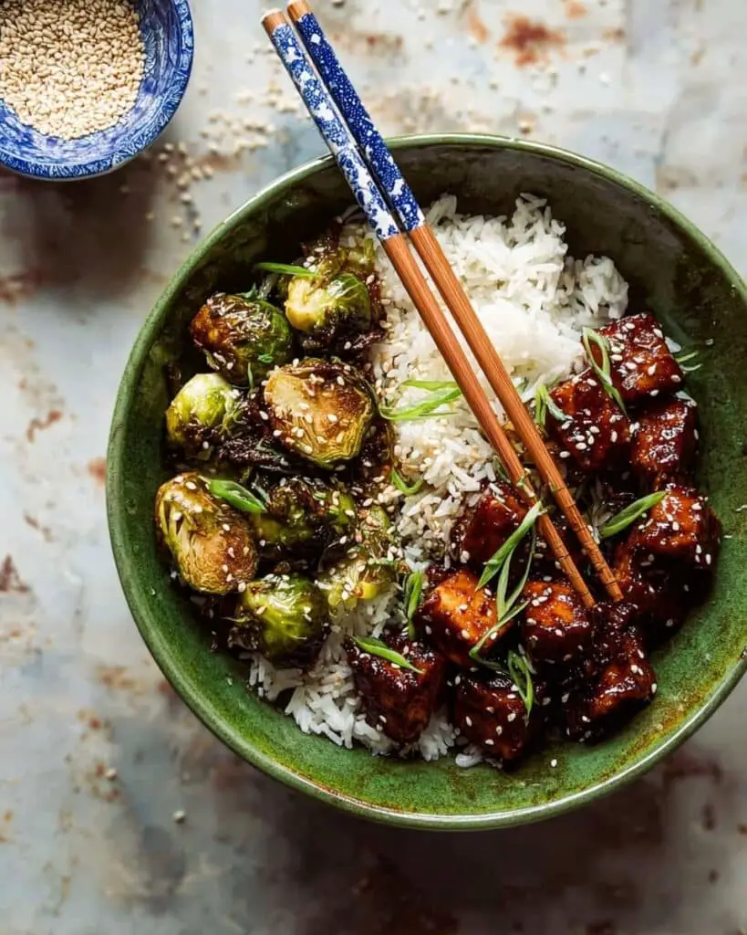 Sheet Pan Sticky Ginger Sesame Chicken and Crispy Brussels Sprouts Recipe