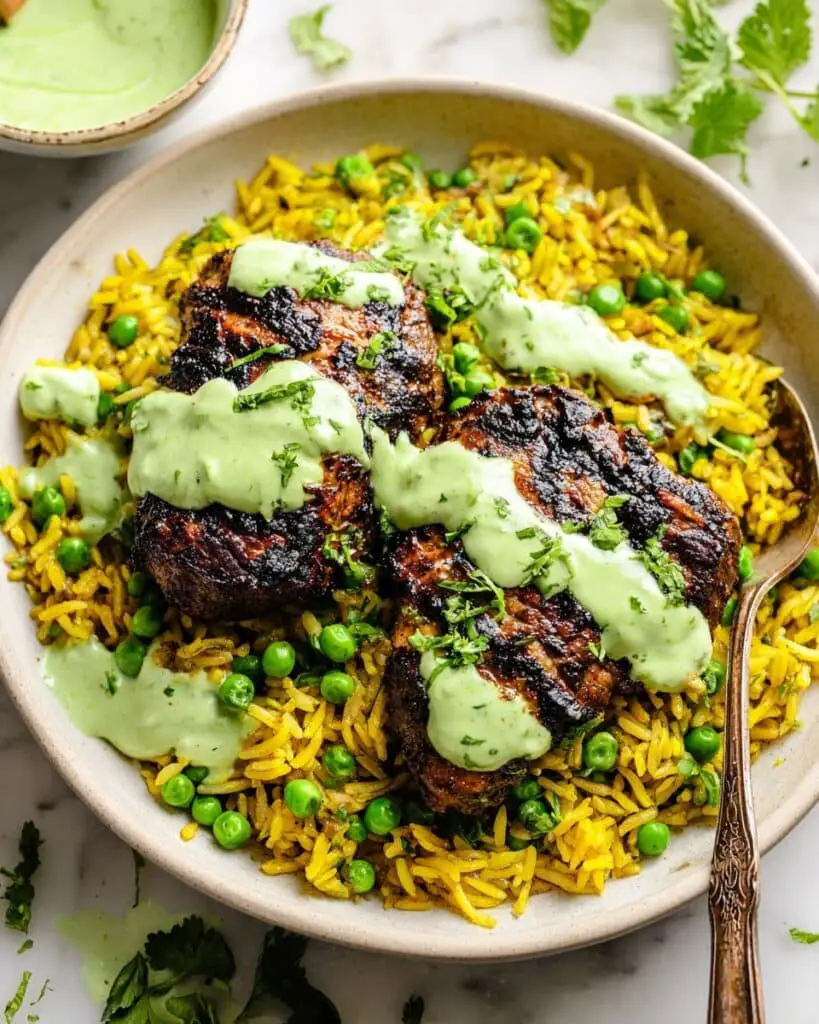 Peruvian Chicken and Rice with Green Sauce Recipe