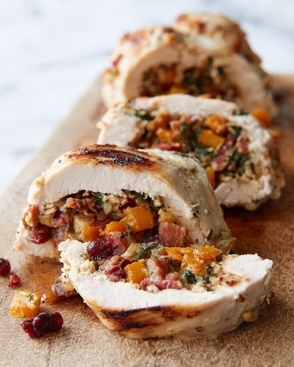 Butternut Stuffed Turkey Tenderloin with Cranberries and Pecans Recipe