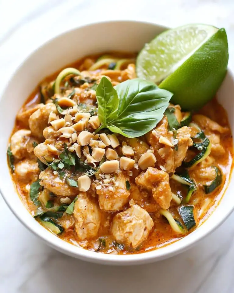 Creamy Peanut Chicken Zucchini Pasta Recipe