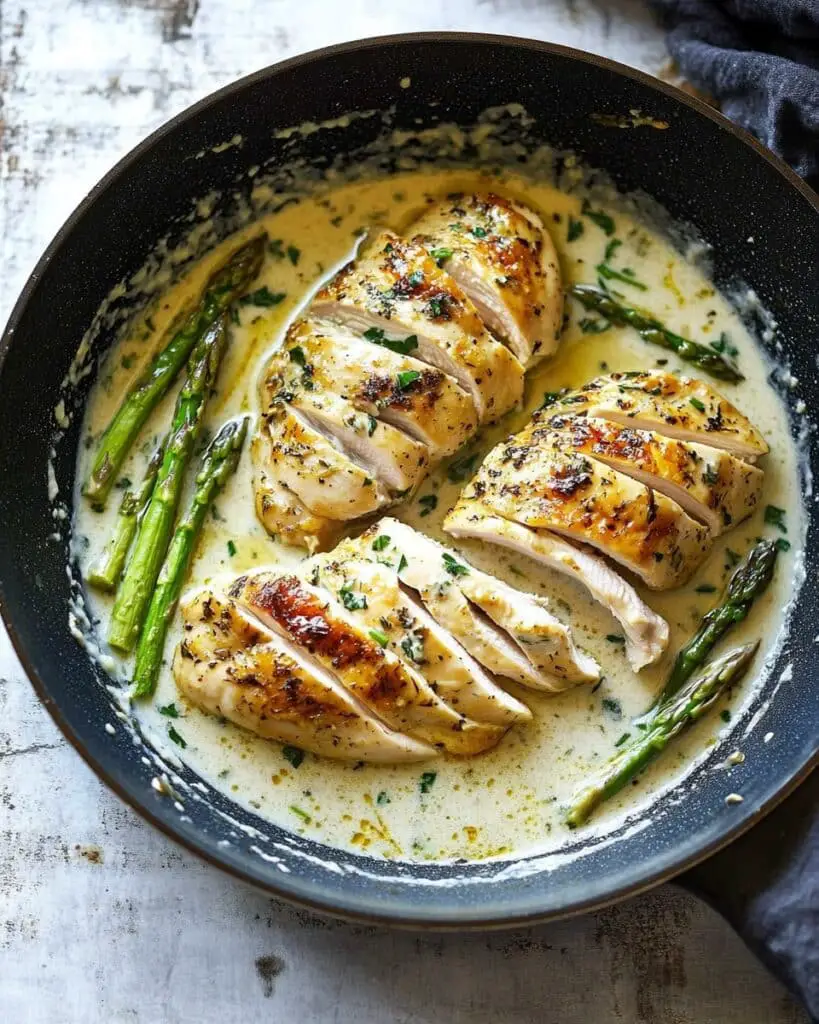 Creamy Black Pepper Chicken with Asparagus Recipe
