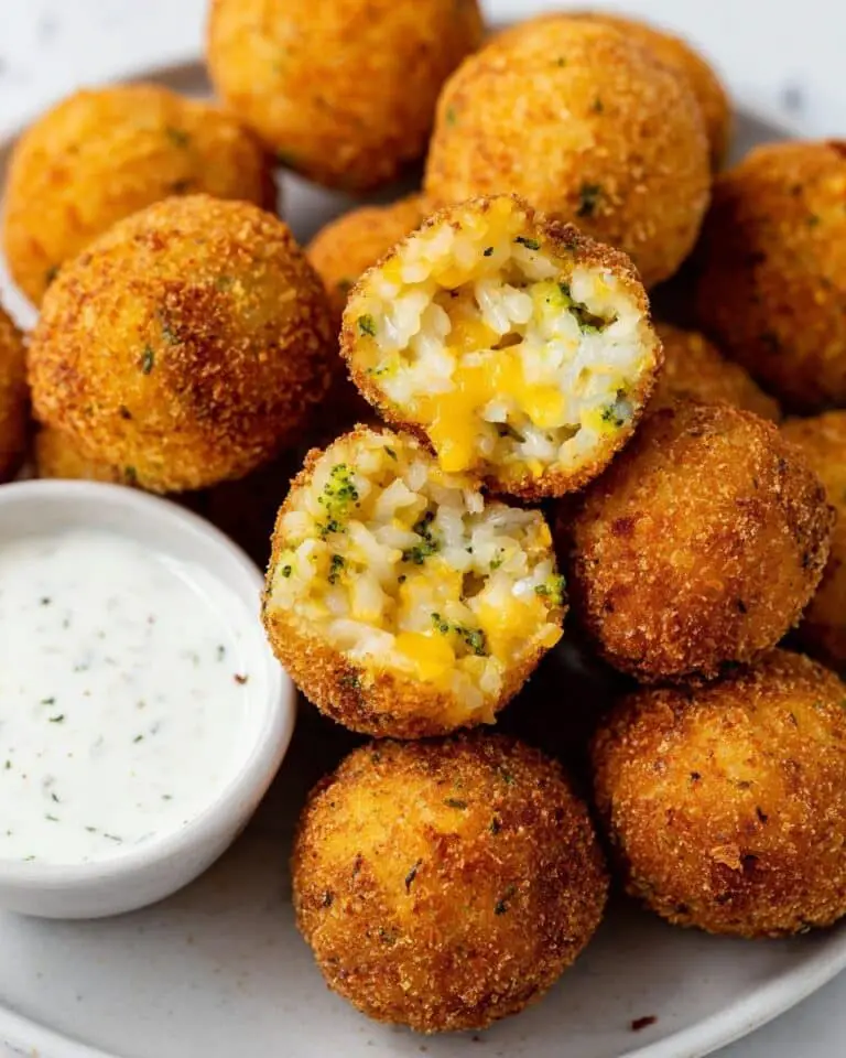 Fried Rice Balls with Cheddar and Broccoli Recipe