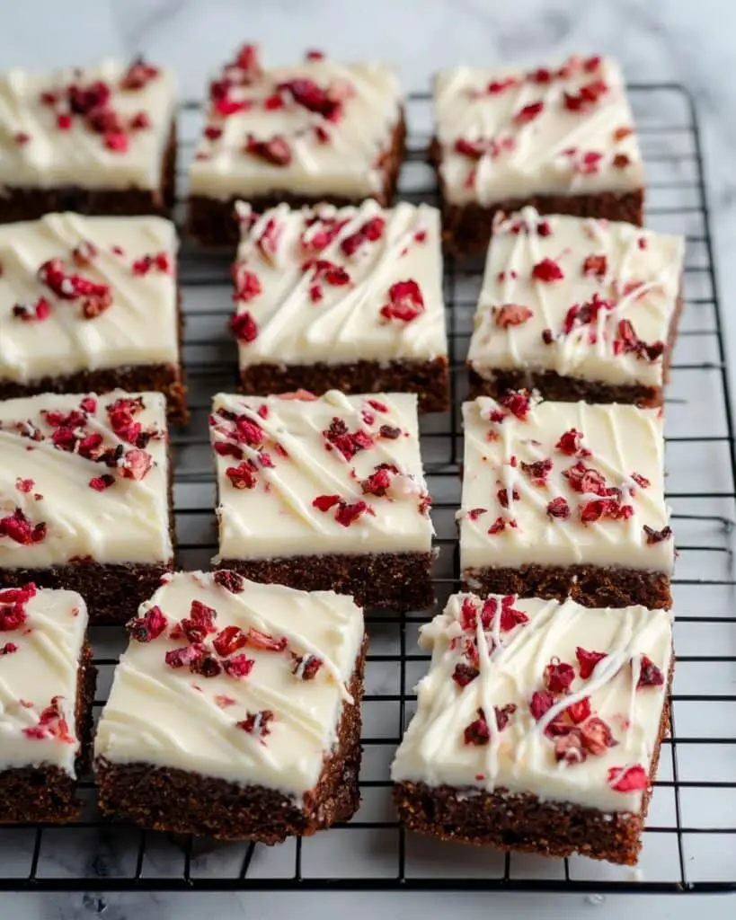 Cranberry Bliss Bars with Cream Cheese Frosting and White Chocolate Drizzle Recipe