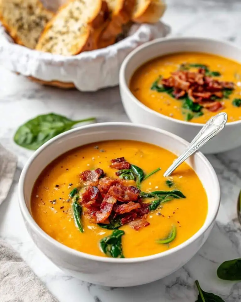 Creamy Navy Bean Soup with Bacon and Spinach Recipe