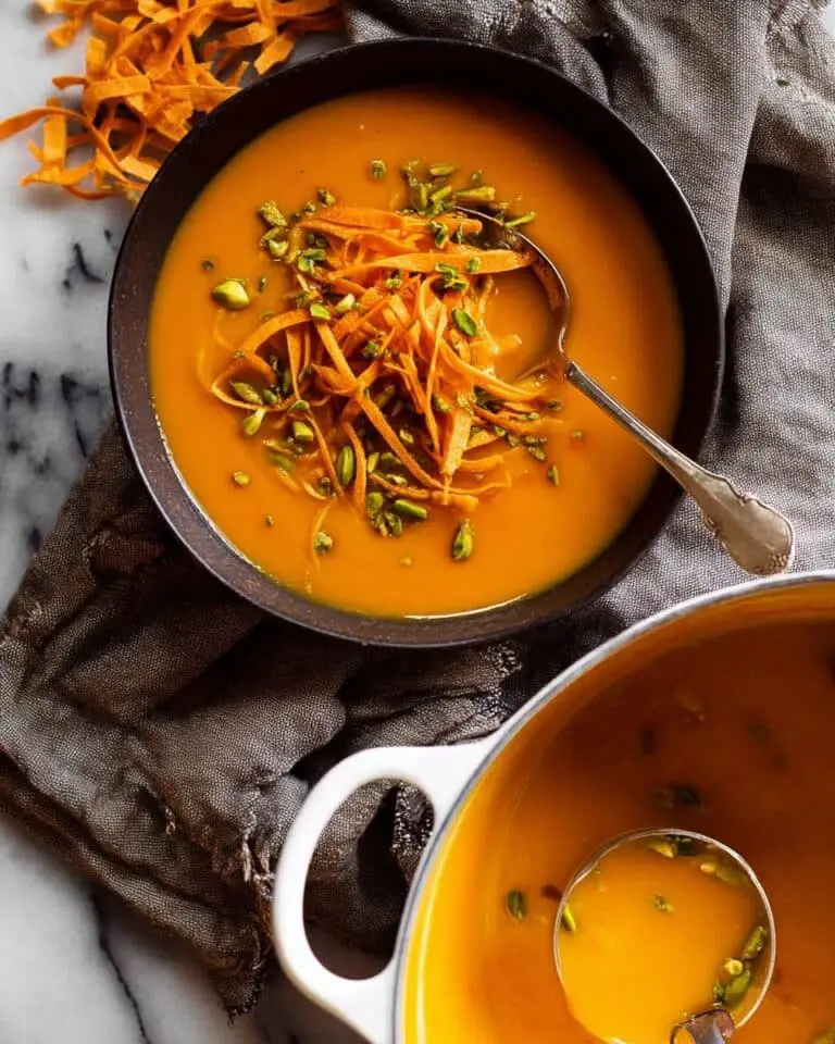 Sweet Potato Soup with Cumin and Crunchy Flatbread Toppers Recipe
