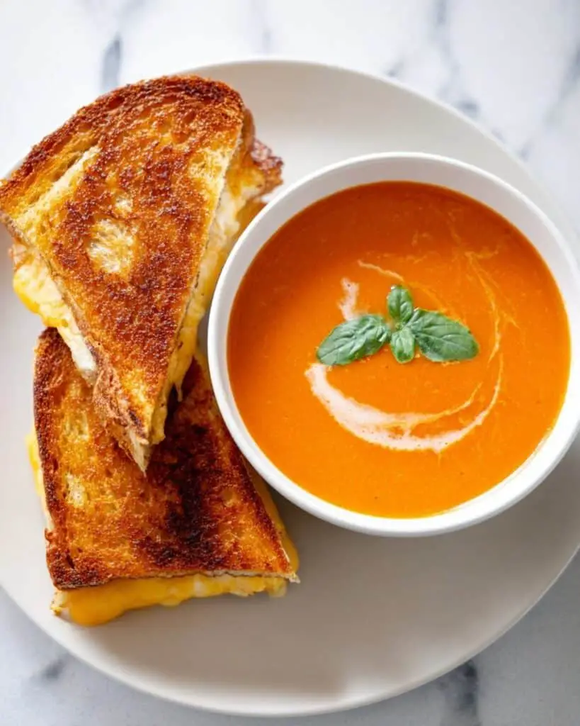 Easy Tomato Soup with Grilled Cheese Recipe