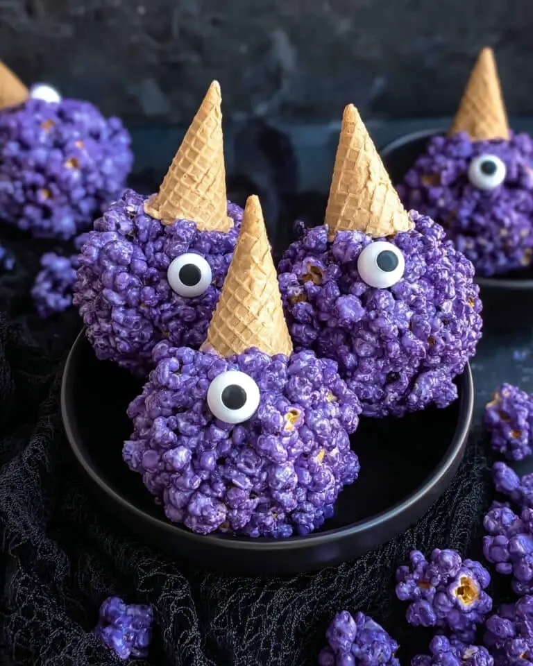 Purple People Eater Halloween Popcorn Balls Recipe