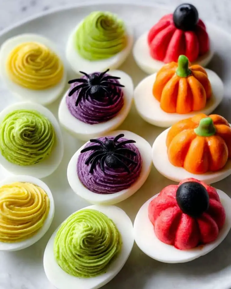 Spooky Halloween Deviled Eggs Recipe with Themed Flavors and Decorations Recipe