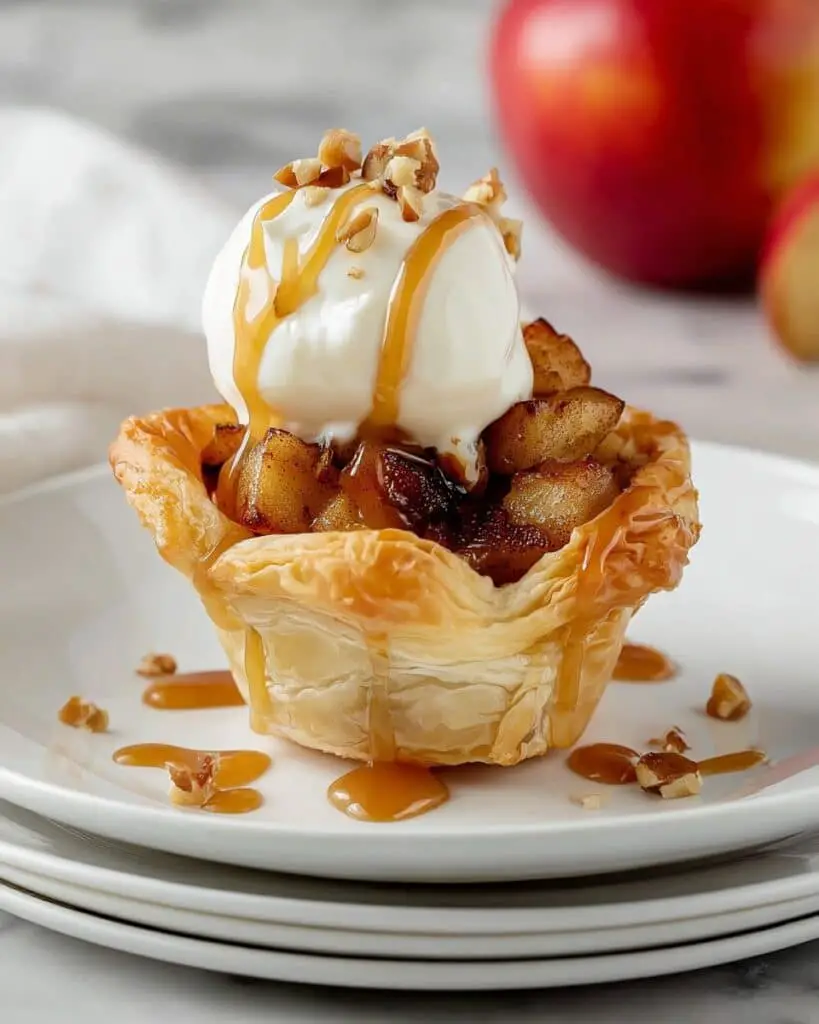 Mini Apple Tarts with Cinnamon and Pecan Garnish Recipe