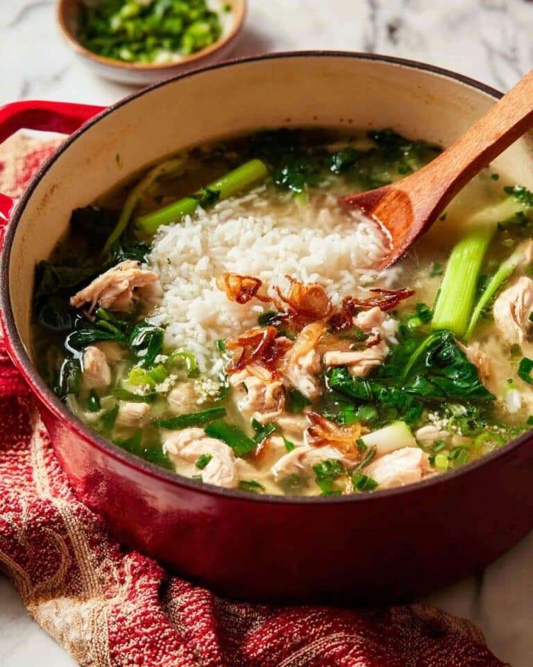Chinese Rice Soup with Fish, Vegetables, and Toppings Recipe