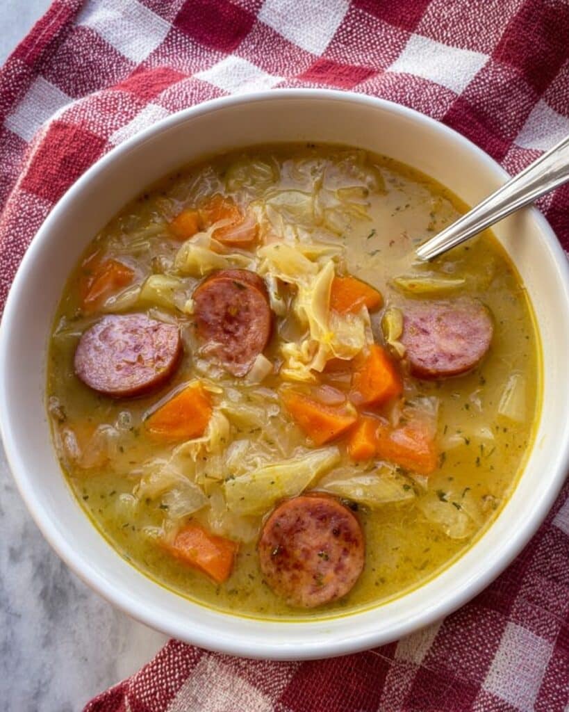Sauerkraut Soup with Polish Sausage and Vegetables Recipe