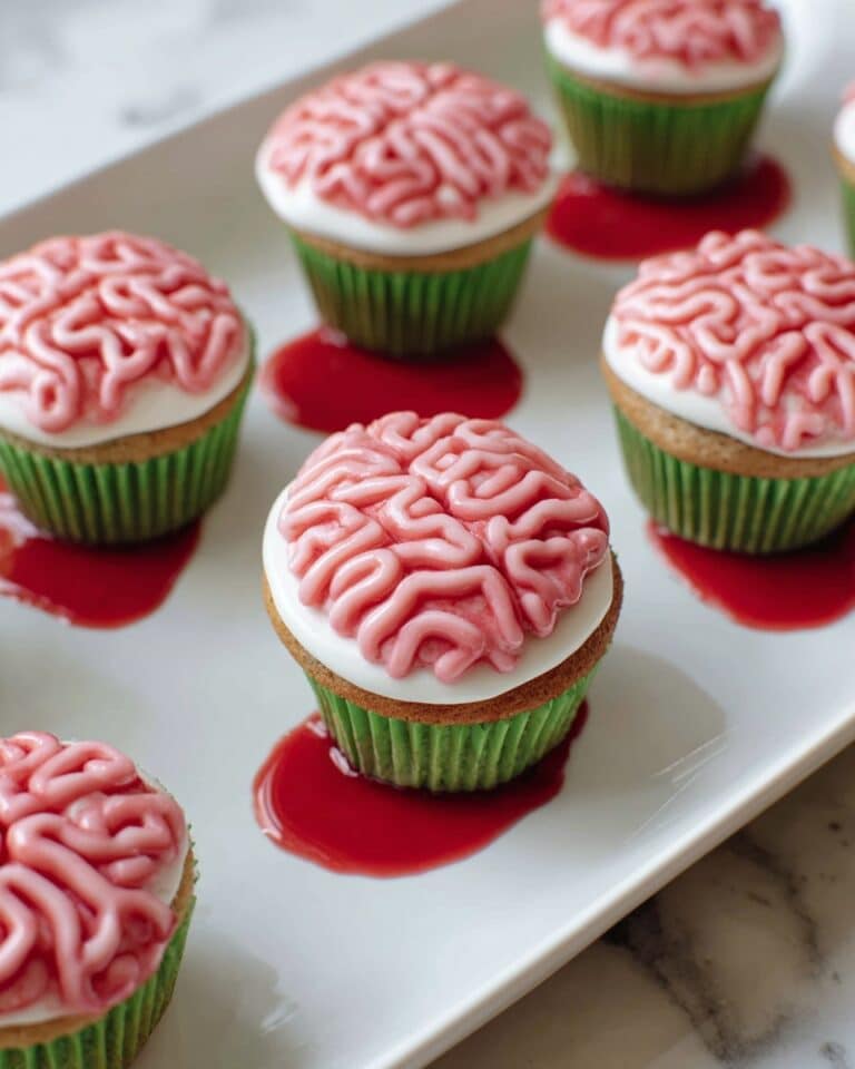 Halloween Strawberry Cupcakes with Strawberry Buttercream and “Blood” Drizzle Recipe