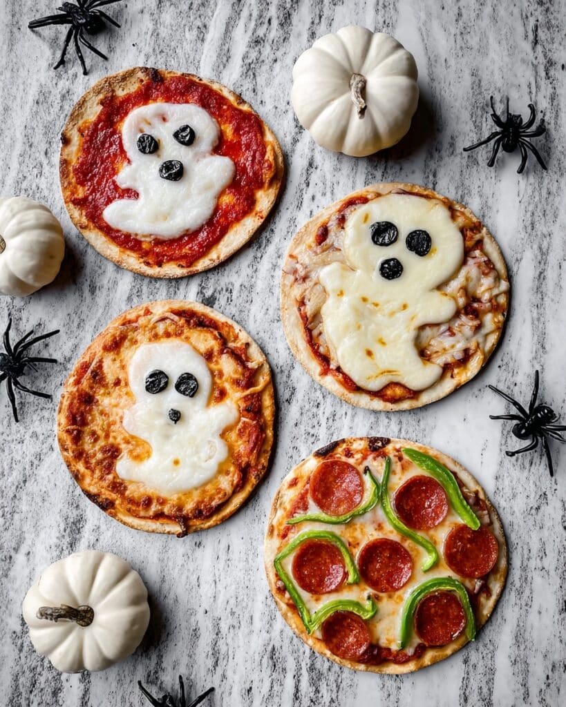 Halloween Spooky Pizzas with Customizable Toppings Recipe