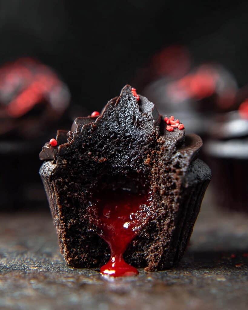 Bleeding Black Halloween Cupcakes Recipe