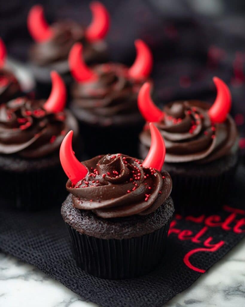 Spicy Devil’s Food Cupcakes with Cayenne Chocolate Ganache and Fudge Icing Recipe