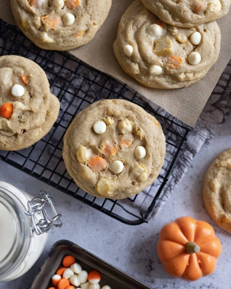 Pumpkin Spice Cookies with White Chocolate Chips and M&Ms Recipe