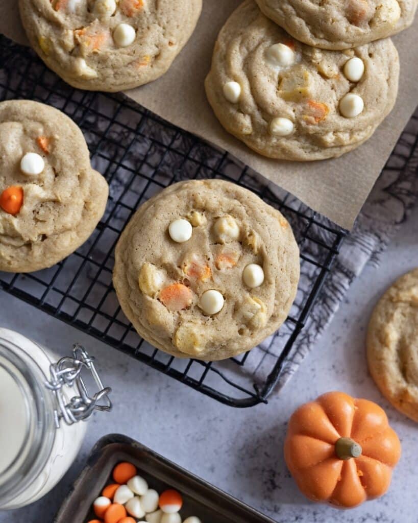 Pumpkin Spice Cookies with White Chocolate Chips and M&Ms Recipe