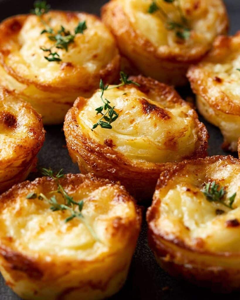 Cheesy Potato Gratin Stacks in Muffin Tin Recipe